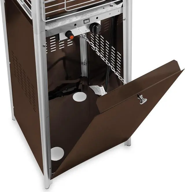 Alt view image 5 of 6 - Casafield Outdoor Propane Patio Heater with Wheels, Mocha - Modern Dancing Flame, Commercial & Residential, Uses Standard 20lb LP Gas Tank