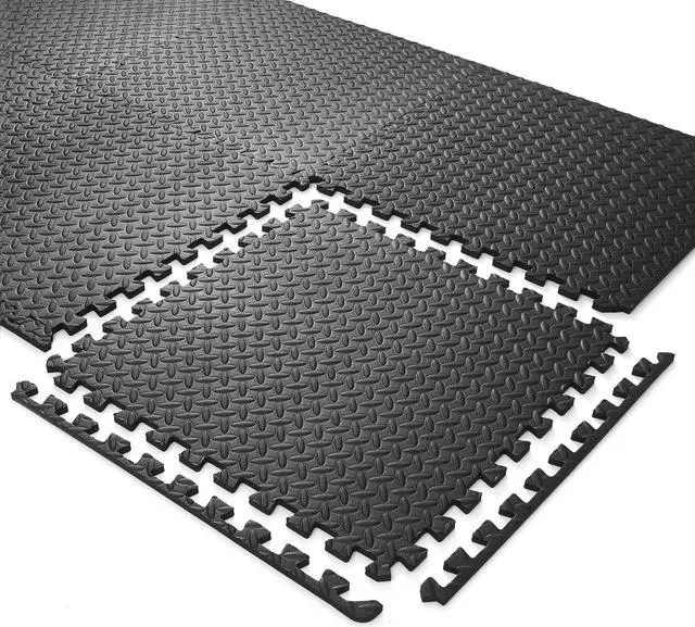 Alt view image 4 of 6 - Philosophy Gym Pack of 6 Exercise Flooring Mats - 24 x 24 Inch Foam Rubber Interlocking Puzzle Floor Tiles - Black