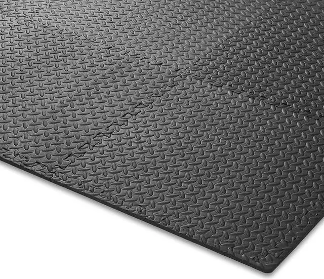 Alt view image 3 of 6 - Philosophy Gym Pack of 6 Exercise Flooring Mats - 24 x 24 Inch Foam Rubber Interlocking Puzzle Floor Tiles - Black