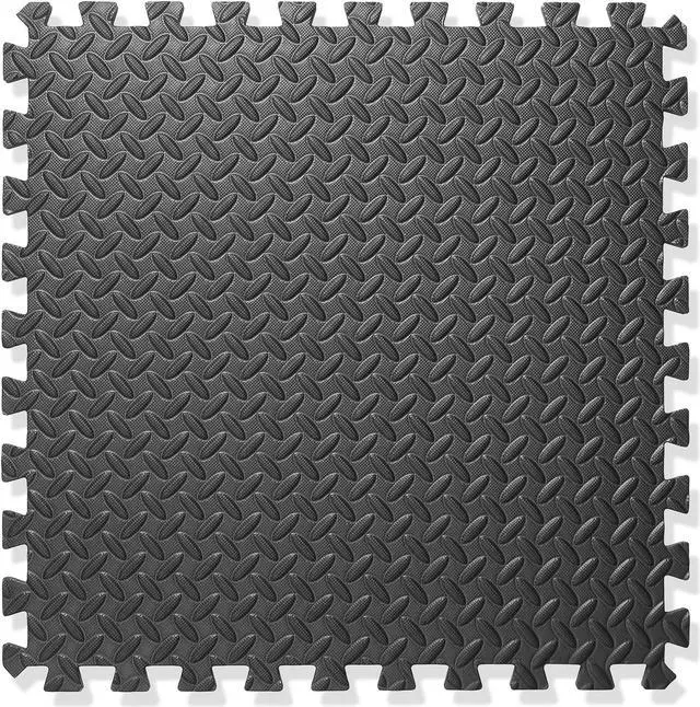 Alt view image 5 of 6 - Philosophy Gym Pack of 6 Exercise Flooring Mats - 24 x 24 Inch Foam Rubber Interlocking Puzzle Floor Tiles - Black