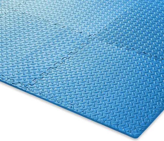 Alt view image 3 of 6 - Philosophy Gym Pack of 6 Exercise Flooring Mats - 24 x 24 Inch Foam Rubber Interlocking Puzzle Floor Tiles - Blue
