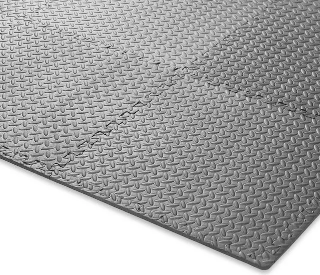 Alt view image 3 of 6 - Philosophy Gym Pack of 6 Exercise Flooring Mats - 24 x 24 Inch Foam Rubber Interlocking Puzzle Floor Tiles - Gray