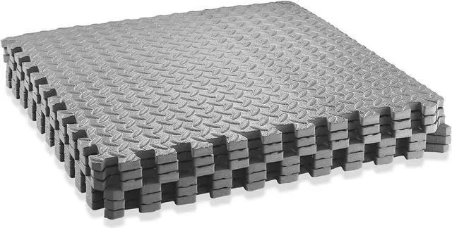Alt view image 2 of 6 - Philosophy Gym Pack of 6 Exercise Flooring Mats - 24 x 24 Inch Foam Rubber Interlocking Puzzle Floor Tiles - Gray
