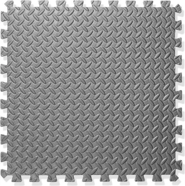 Alt view image 5 of 6 - Philosophy Gym Pack of 6 Exercise Flooring Mats - 24 x 24 Inch Foam Rubber Interlocking Puzzle Floor Tiles - Gray