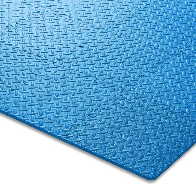 Alt view image 3 of 6 - Philosophy Gym Pack of 12 Exercise Flooring Mats - 12 x 12 Inch Foam Rubber Interlocking Puzzle Floor Tiles - Blue