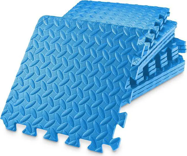 Main image of Philosophy Gym Pack of 12 Exercise Flooring Mats - 12 x 12 Inch Foam Rubber Interlocking Puzzle Floor Tiles - Blue