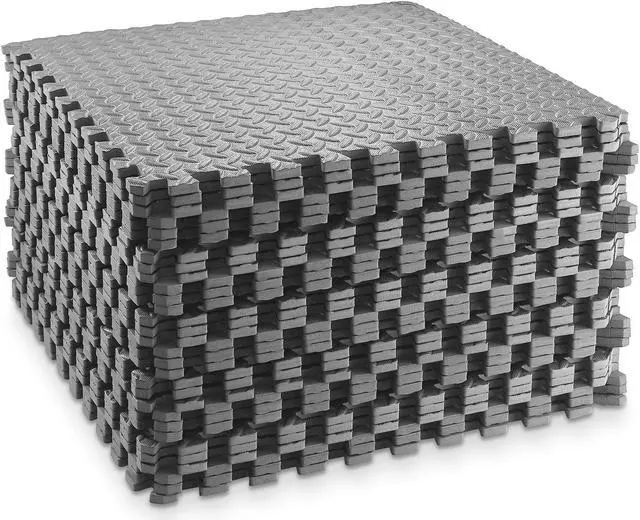 Alt view image 2 of 6 - Philosophy Gym Pack of 30 Exercise Flooring Mats - 24 x 24 Inch Foam Rubber Interlocking Puzzle Floor Tiles - Gray