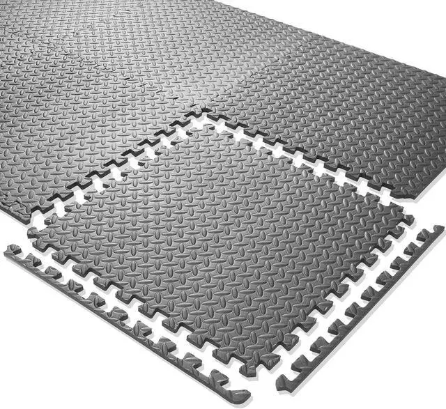 Alt view image 4 of 6 - Philosophy Gym Pack of 30 Exercise Flooring Mats - 24 x 24 Inch Foam Rubber Interlocking Puzzle Floor Tiles - Gray