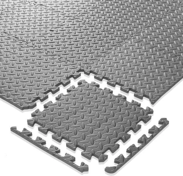 Alt view image 4 of 6 - Philosophy Gym Pack of 36 Exercise Flooring Mats - 12 x 12 Inch Foam Rubber Interlocking Puzzle Floor Tiles - Gray