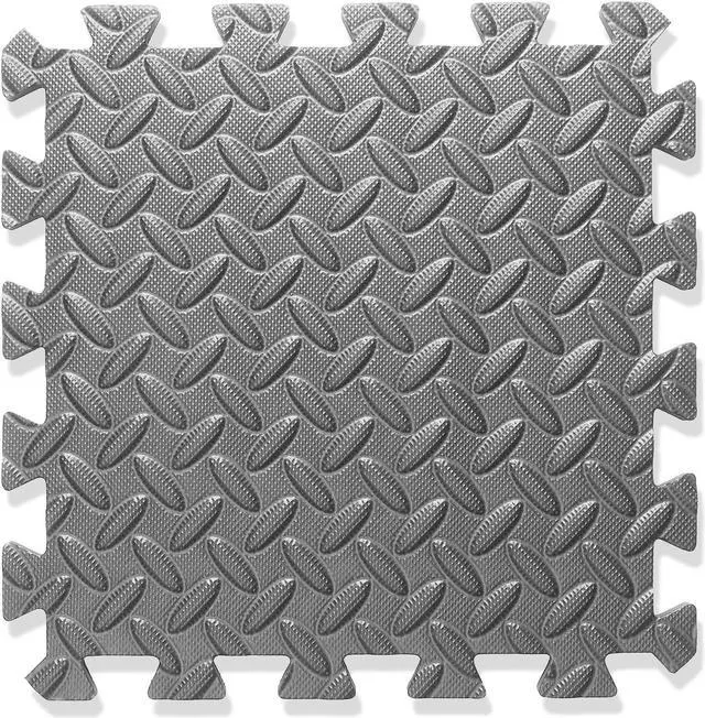 Alt view image 5 of 6 - Philosophy Gym Pack of 36 Exercise Flooring Mats - 12 x 12 Inch Foam Rubber Interlocking Puzzle Floor Tiles - Gray
