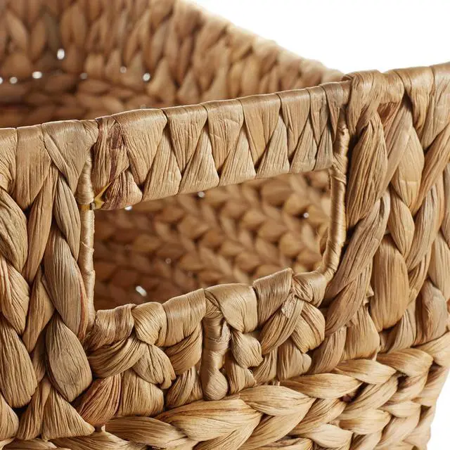 Alt view image 5 of 6 - Casafield Set of 3 Stackable Oval Laundry Baskets with Handles - Natural, Woven Water Hyacinth Storage Totes for Throw Blankets, Bathroom, Bedroom, Living Room