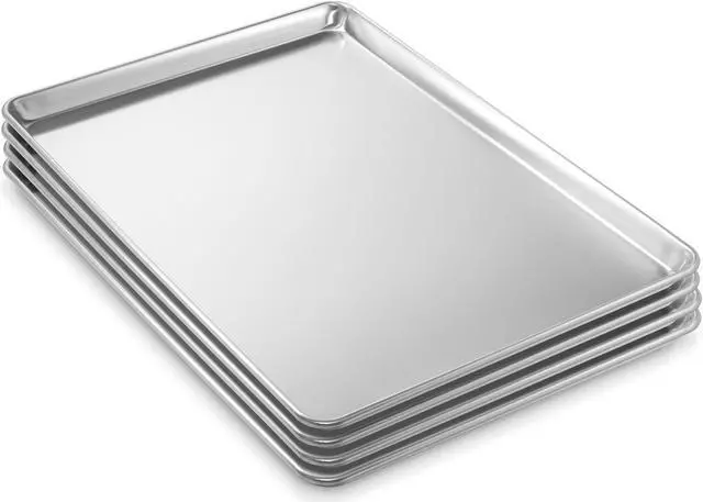 Alt view image 4 of 6 - Last Confection 18" x 26" Commercial Grade Baking Sheet Pans, 4 Pack - Aluminum Full-Size Rimmed Cookie Sheet Trays