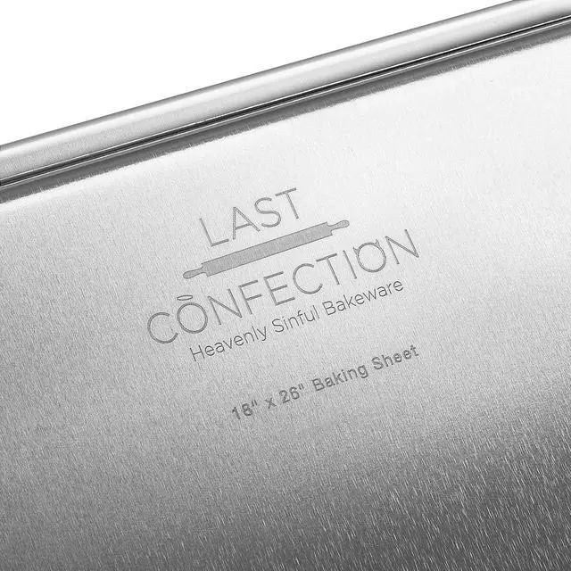Alt view image 6 of 6 - Last Confection 18" x 26" Commercial Grade Baking Sheet Pans, 4 Pack - Aluminum Full-Size Rimmed Cookie Sheet Trays