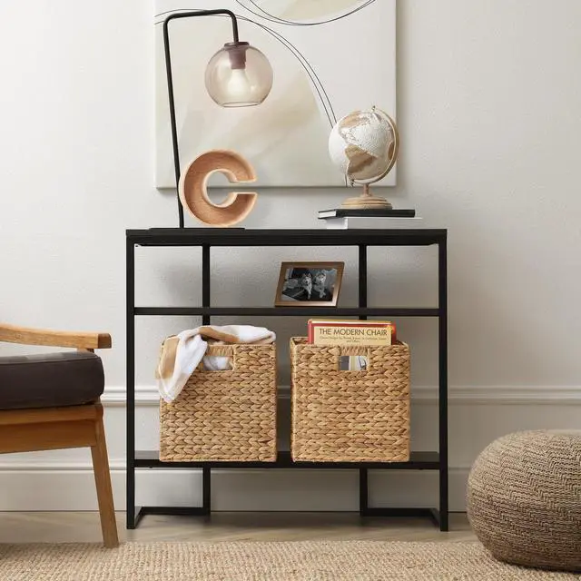 Alt view image 2 of 6 - Casafield 12" x 12" Water Hyacinth Storage Baskets, Natural - Set of 2 Collapsible Cube Organizers, Woven Bins for Bathroom, Bedroom, Laundry, Pantry, Shelves