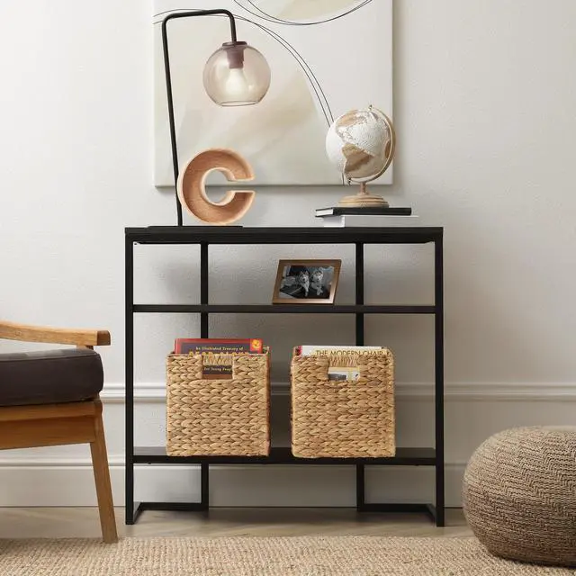 Alt view image 2 of 6 - Casafield 10.5" x 10.5" Water Hyacinth Storage Baskets, Natural - Set of 2 Collapsible Cube Organizers, Woven Bins for Bathroom, Bedroom, Laundry, Pantry, Shelves