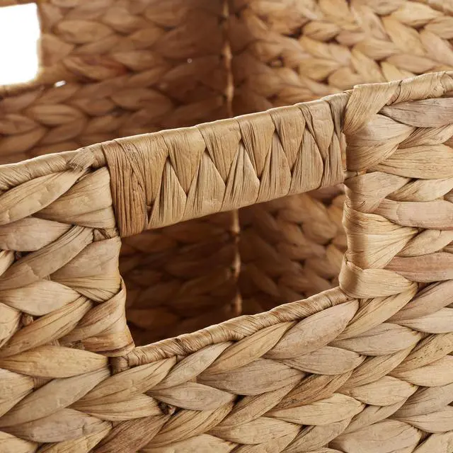 Alt view image 5 of 6 - Casafield 10.5" x 10.5" Water Hyacinth Storage Baskets, Natural - Set of 2 Collapsible Cube Organizers, Woven Bins for Bathroom, Bedroom, Laundry, Pantry, Shelves