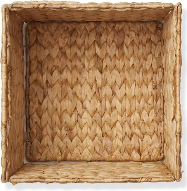 Alt view image 6 of 6 - Casafield 10.5" x 10.5" Water Hyacinth Storage Baskets, Natural - Set of 2 Collapsible Cube Organizers, Woven Bins for Bathroom, Bedroom, Laundry, Pantry, Shelves