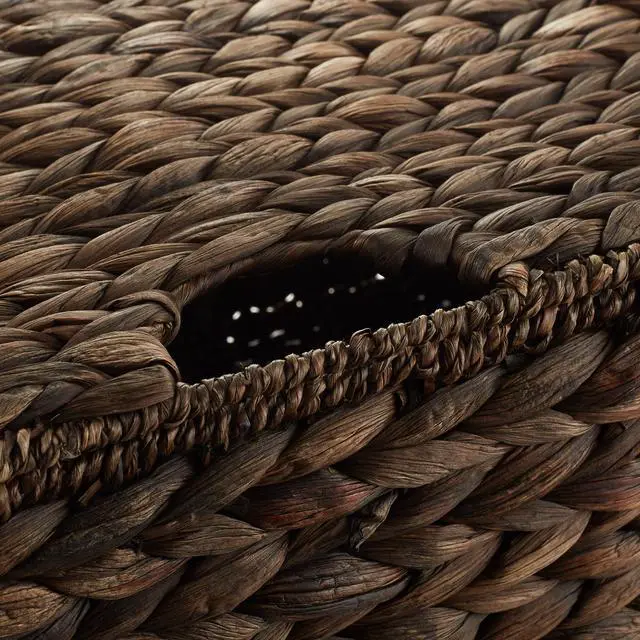 Alt view image 5 of 6 - Casafield Set of 2 Water Hyacinth Rectangular Storage Baskets with Lids (Espresso - Medium/Large) for Bedroom, Bathroom, Laundry, Home Office