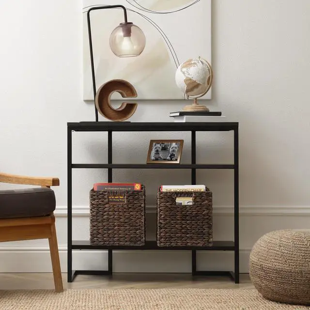 Alt view image 2 of 6 - Casafield 10.5" x 10.5" Water Hyacinth Storage Baskets, Espresso - Set of 2 Collapsible Cube Organizers, Woven Bins for Bathroom, Bedroom, Laundry, Pantry, Shelves