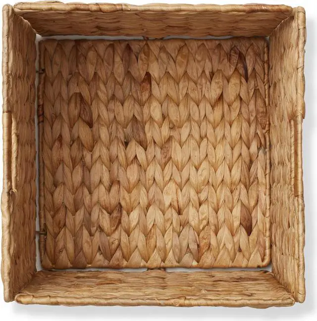 Alt view image 6 of 6 - Casafield 12" x 12" Water Hyacinth Storage Baskets, Natural - Set of 6 Collapsible Cube Organizers, Woven Bins for Bathroom, Bedroom, Laundry, Pantry, Shelves
