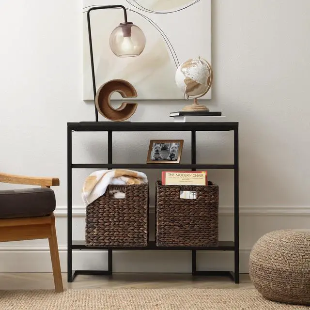 Alt view image 2 of 6 - Casafield 12" x 12" Water Hyacinth Storage Baskets, Espresso - Set of 4 Collapsible Cube Organizers, Woven Bins for Bathroom, Bedroom, Laundry, Pantry, Shelves