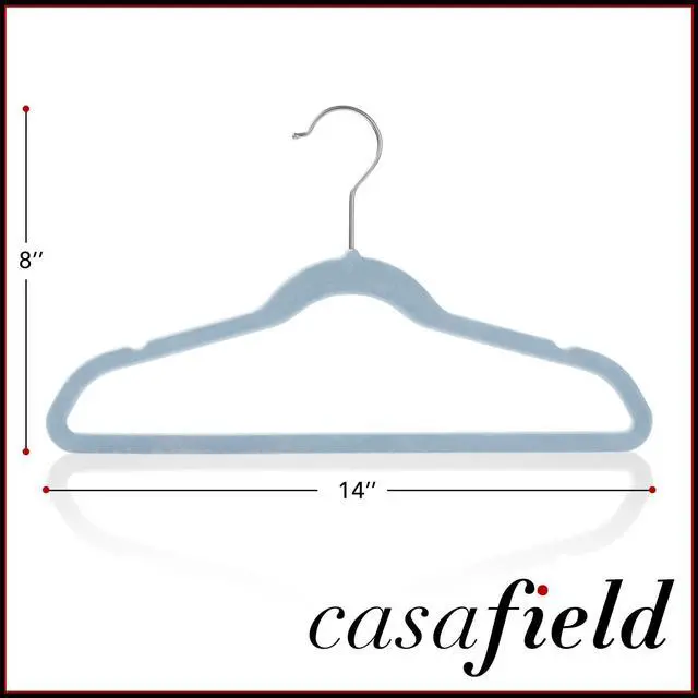 Alt view image 5 of 6 - Casafield 100 Velvet Kid's Hangers - 14" Size for Children's Clothes - Light Blue