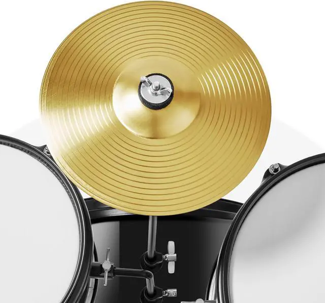 Alt view image 5 of 6 - Gammon 3-Piece Junior Drum Set with Throne - Black, Complete Beginner Kit with Bass Drum, Toms, Cymbal, Pedal, and Drumsticks