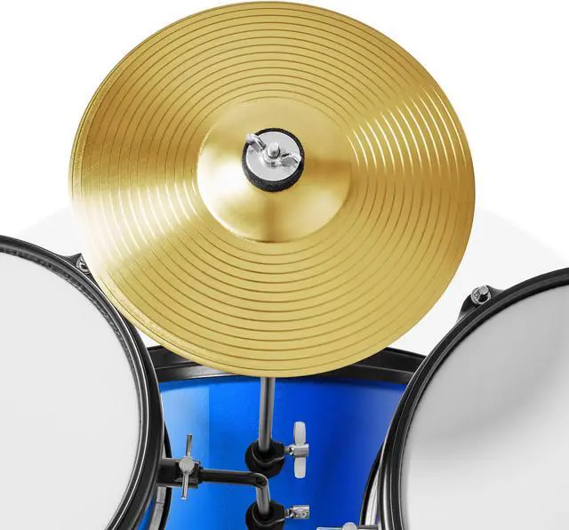 Alt view image 5 of 6 - Gammon 3-Piece Junior Drum Set with Throne - Blue, Complete Beginner Kit with Bass Drum, Toms, Cymbal, Pedal, and Drumsticks