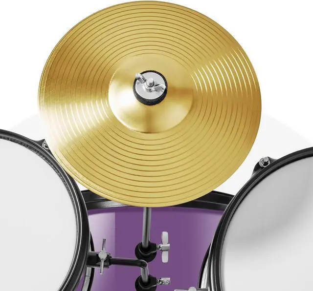 Alt view image 5 of 6 - Gammon 3-Piece Junior Drum Set with Throne - Purple, Complete Beginner Kit with Bass Drum, Toms, Cymbal, Pedal, and Drumsticks
