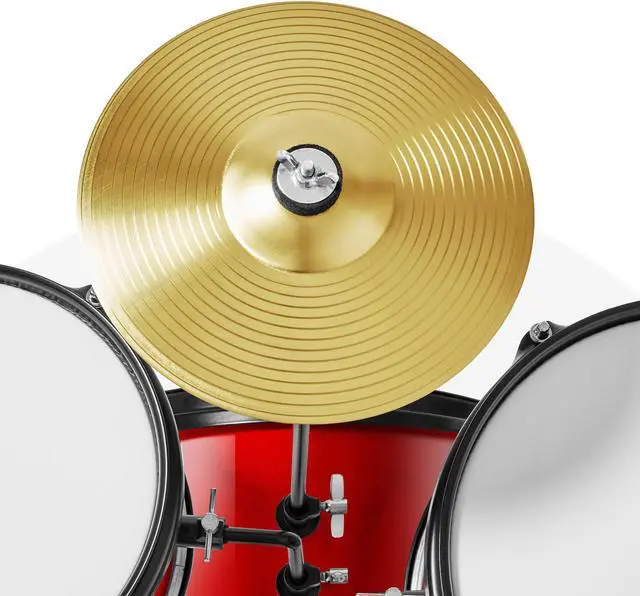 Alt view image 5 of 6 - Gammon 3-Piece Junior Drum Set with Throne - Red, Complete Beginner Kit with Bass Drum, Toms, Cymbal, Pedal, and Drumsticks