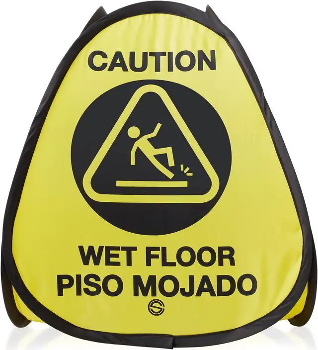 Alt view image 2 of 6 - Dryser 3-Pack 16" Pop-up Caution Wet Floor Signs - Yellow 4-Sided English/Spanish Warnings