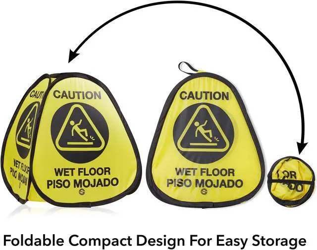 Alt view image 5 of 6 - Dryser 3-Pack 16" Pop-up Caution Wet Floor Signs - Yellow 4-Sided English/Spanish Warnings