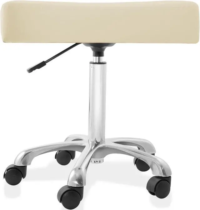 Alt view image 2 of 6 - Saloniture Rolling Hydraulic Salon Stool with Large Seat - Adjustable Swivel Chair for Spa, Shop, Salon, Massage, Medical, Work or Office, Cream