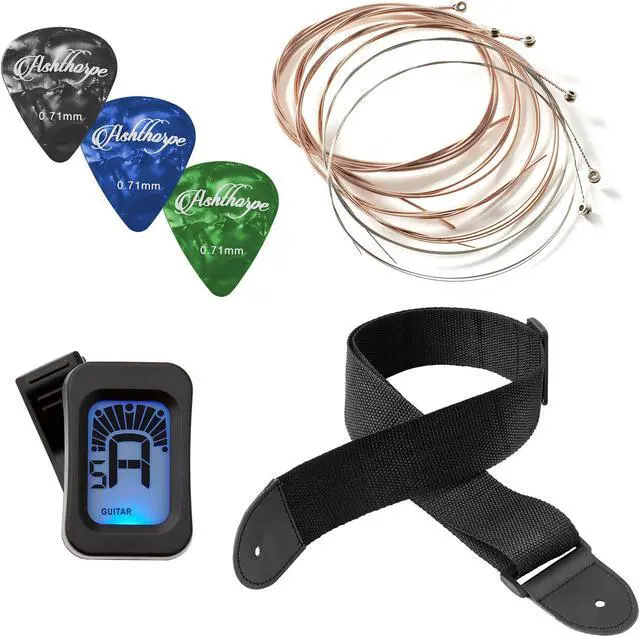Alt view image 5 of 6 - Ashthorpe 30-inch Beginner Acoustic Guitar Package (Pink), Basic Starter Kit w/ Gig Bag, Strings, Strap, Tuner, Picks
