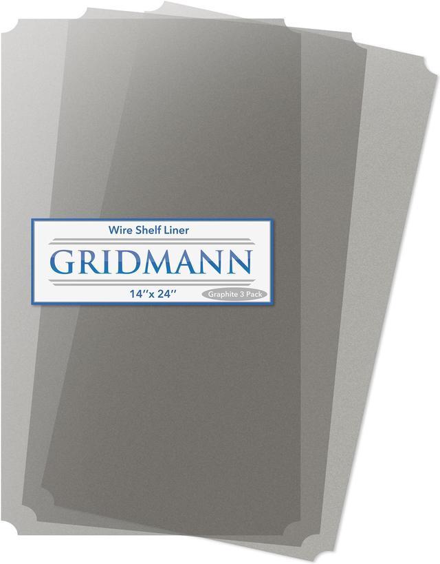 GRIDMANN Set of 3 Shelf Liners for 14 x 24 inch Wire Rack - Commercial-Grade Graphite Plastic Pre-Cut Shelving Covers