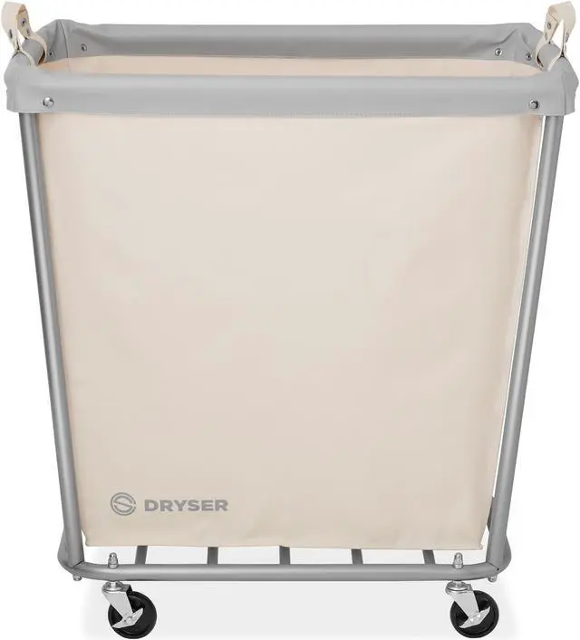 Alt view image 2 of 6 - Dryser Large Commercial Heavy-Duty Rolling Laundry Hamper, Steel Frame Cart on Wheels with Removable Canvas Bin for Hotel or Home - White