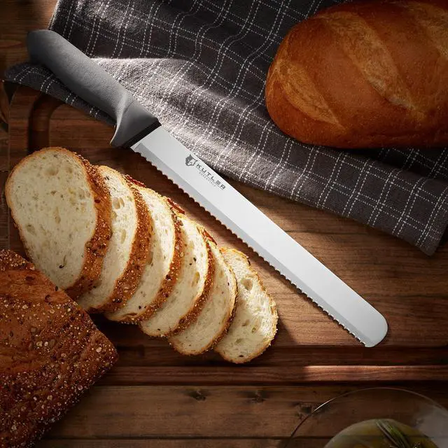 Alt view image 2 of 6 - KUTLER Professional 12-Inch Bread Knife and Cake Slicer with Serrated Edge - Ultra-Sharp Stainless Steel Cutlery