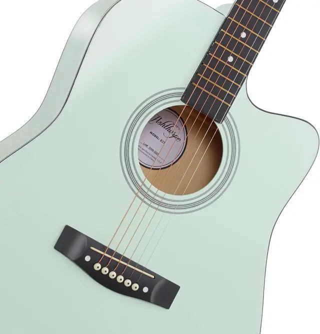 Alt view image 2 of 6 - Ashthorpe 41-inch Beginner Cutaway Acoustic Guitar Package (Mint Green), Full Size Basic Starter Kit w/ Gig Bag, Strings, Strap, Tuner, Picks