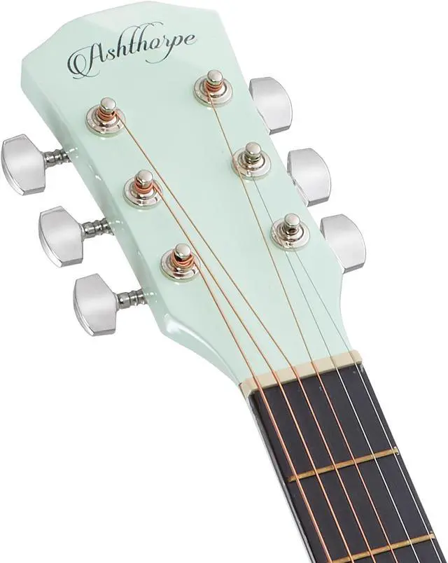 Alt view image 3 of 6 - Ashthorpe 41-inch Beginner Cutaway Acoustic Guitar Package (Mint Green), Full Size Basic Starter Kit w/ Gig Bag, Strings, Strap, Tuner, Picks