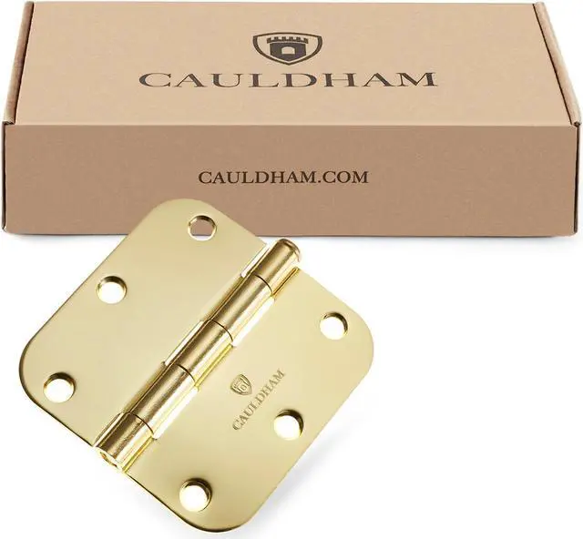 Alt view image 6 of 6 - Cauldham (12 Pack) Heavy-Duty 3-1/2" Interior Door Hinges with 5/8" Radius Corners - Brass