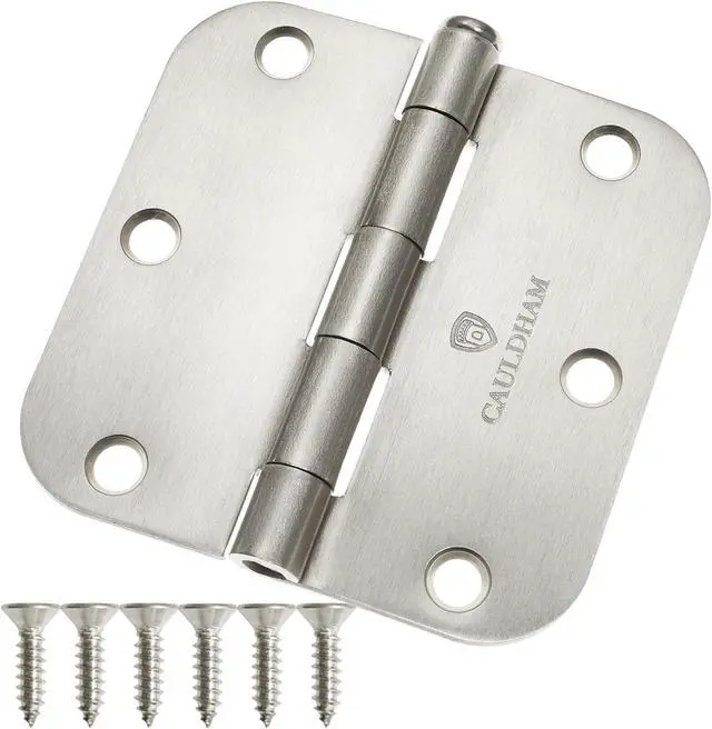 Main image of Cauldham (12 Pack) Heavy-Duty 3-1/2" Interior Door Hinges with 5/8" Radius Corners - Satin Nickel