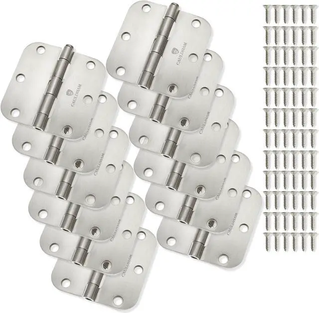 Alt view image 2 of 6 - Cauldham (12 Pack) Heavy-Duty 3-1/2" Interior Door Hinges with 5/8" Radius Corners - Satin Nickel