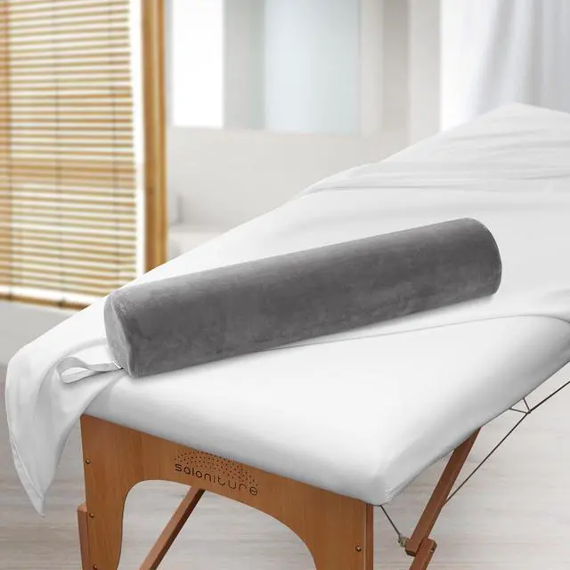 Alt view image 5 of 6 - Saloniture 3/4 Round Massage Table Bolster Pillow Pad - 26 x 6 x 4-1/2 Inch - Gray Velour