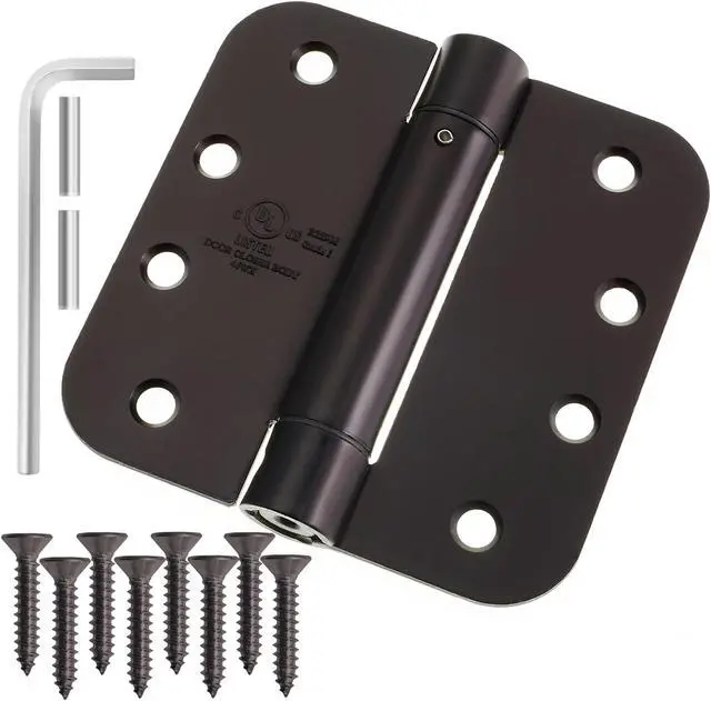 Main image of Cauldham (2 Pack) Heavy-Duty 4" Self-closing Spring Door Hinge with 5/8" Radius Corners, UL Listed - Oil Rubbed Bronze