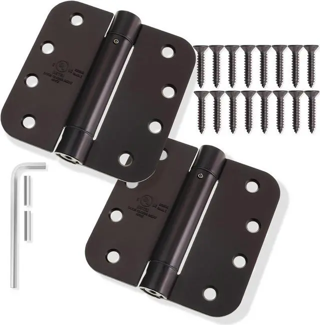 Alt view image 2 of 6 - Cauldham (2 Pack) Heavy-Duty 4" Self-closing Spring Door Hinge with 5/8" Radius Corners, UL Listed - Oil Rubbed Bronze