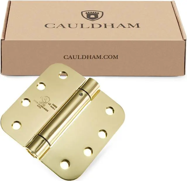 Alt view image 6 of 6 - Cauldham (2 Pack) Heavy-Duty 4" Self-closing Spring Door Hinge with 5/8" Radius Corners, UL Listed - Brass