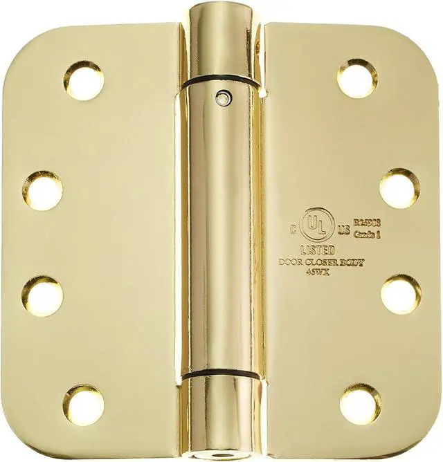 Alt view image 3 of 6 - Cauldham (2 Pack) Heavy-Duty 4" Self-closing Spring Door Hinge with 5/8" Radius Corners, UL Listed - Brass