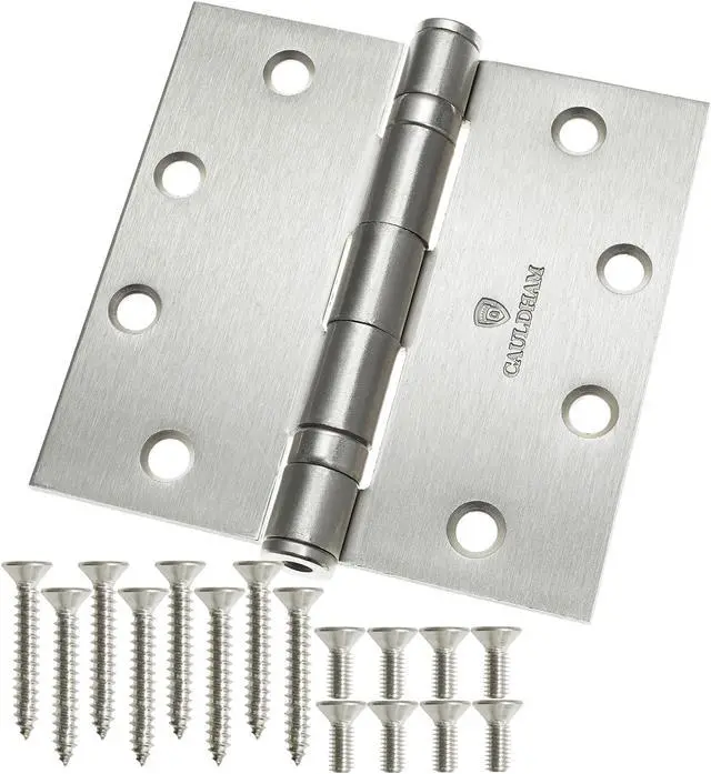 Main image of Cauldham (3 Pack) Commercial-Grade 4-1/2" Full Mortise Ball-Bearing Door Hinges - Satin Nickel