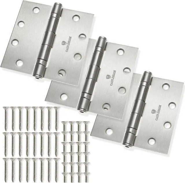 Alt view image 2 of 6 - Cauldham (3 Pack) Commercial-Grade 4-1/2" Full Mortise Ball-Bearing Door Hinges - Satin Nickel