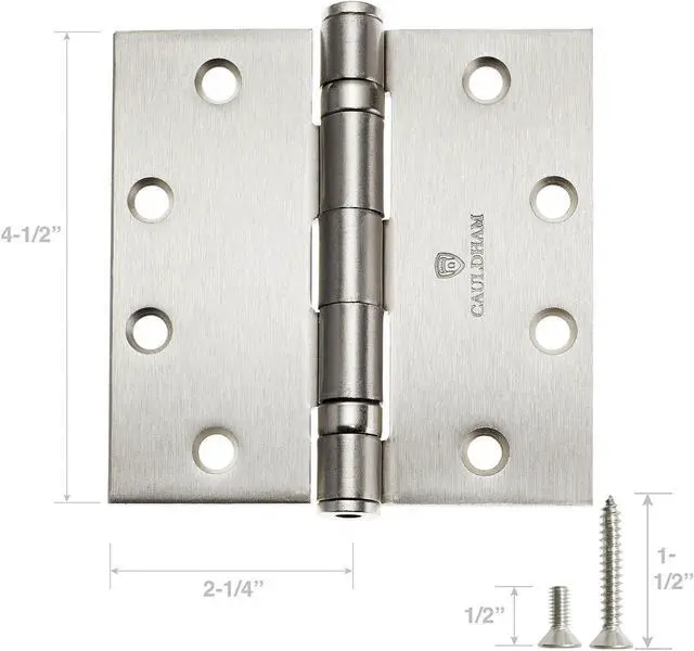 Alt view image 4 of 6 - Cauldham (3 Pack) Commercial-Grade 4-1/2" Full Mortise Ball-Bearing Door Hinges - Satin Nickel